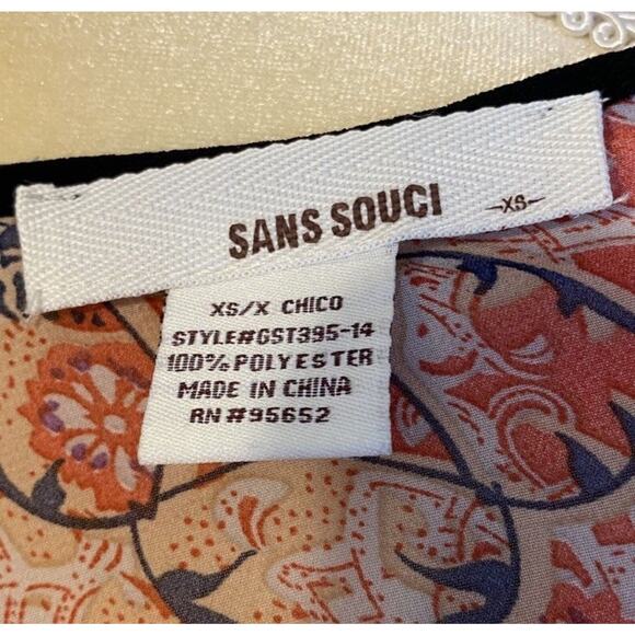 Sans Souci Womens Tank Top XSMALL Multicolored Sheer Back Spaghetti Strap Shirt - Picture 4 of 4